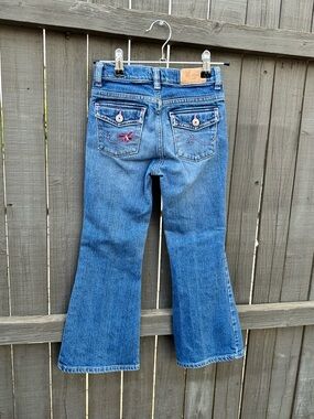 OshKosh B'gosh Blue Flare Jeans with Pink Back Pocket Embroidery